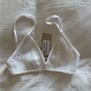 Chan Liu White Sequin Triangle Bralette